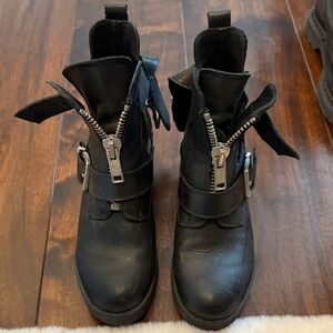 Steve Madden Black Combat Boots with Silver Accents